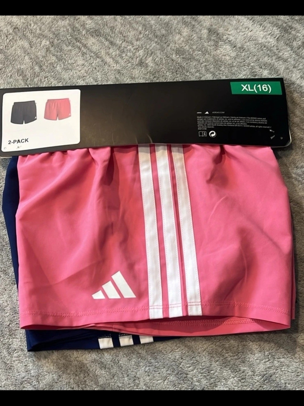 adidas Kids 2-Pack Performance Shorts - Pink & Navy